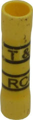 Thomas & Betts - 12 to 10 AWG Compatible, Vinyl Fully Insulated, Crimp-On Butt Splice Terminal - 2 Wire Entries, Copper Contacts, Tin Contact Plating, 1.31" OAL, Yellow - Strong Tooling