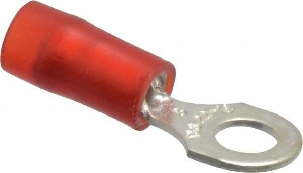 Thomas & Betts - 22-16 AWG Partially Insulated Crimp Connection D Shaped Ring Terminal - #8 Stud, 0.89" OAL x 0.26" Wide, Tin Plated Copper Contact - Strong Tooling