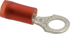 Thomas & Betts - 22-16 AWG Partially Insulated Crimp Connection D Shaped Ring Terminal - #10 Stud, 0.89" OAL x 0.31" Wide, Tin Plated Copper Contact - Strong Tooling