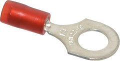 Thomas & Betts - 22-16 AWG Partially Insulated Crimp Connection D Shaped Ring Terminal - 1/4" Stud, 1.1" OAL x 0.46" Wide, Tin Plated Copper Contact - Strong Tooling