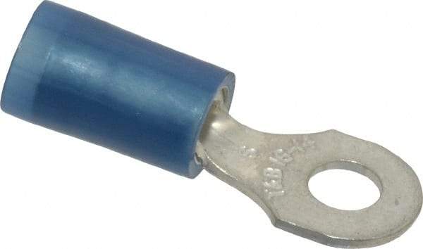 Thomas & Betts - 18-14 AWG Partially Insulated Crimp Connection D Shaped Ring Terminal - #6 Stud, 0.89" OAL x 0.31" Wide, Tin Plated Copper Contact - Strong Tooling