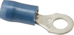 Thomas & Betts - 18-14 AWG Partially Insulated Crimp Connection D Shaped Ring Terminal - #8 Stud, 0.89" OAL x 0.31" Wide, Tin Plated Copper Contact - Strong Tooling