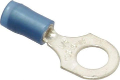 Thomas & Betts - 18-14 AWG Partially Insulated Crimp Connection D Shaped Ring Terminal - 1/4" Stud, 1.08" OAL x 0.47" Wide, Tin Plated Copper Contact - Strong Tooling