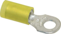 Thomas & Betts - 12-10 AWG Partially Insulated Crimp Connection D Shaped Ring Terminal - #10 Stud, 1" OAL x 0.37" Wide, Tin Plated Copper Contact - Strong Tooling