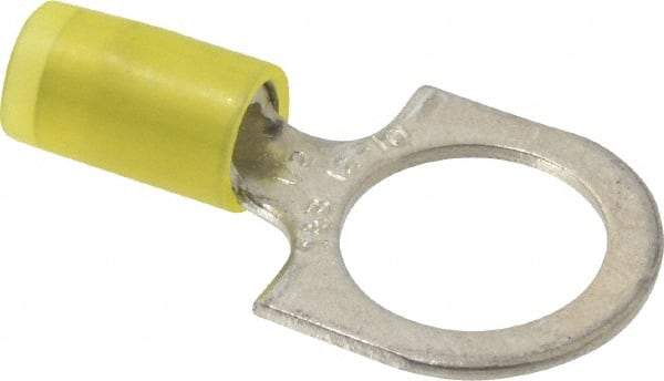 Thomas & Betts - 12-10 AWG Partially Insulated Crimp Connection D Shaped Ring Terminal - 1/2" Stud, 1.37" OAL x 0.72" Wide, Tin Plated Copper Contact - Strong Tooling