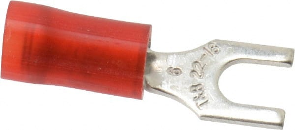 Thomas & Betts - #6 Stud, 22 to 16 AWG Compatible, Partially Insulated, Crimp Connection, Standard Fork Terminal - Strong Tooling