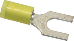 Thomas & Betts - 1/4" Stud, 12 to 10 AWG Compatible, Partially Insulated, Crimp Connection, Standard Fork Terminal - Strong Tooling