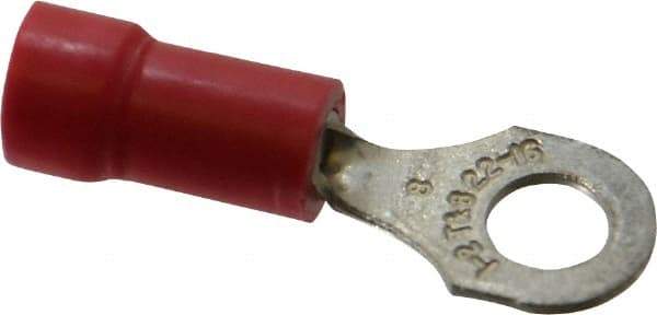 Thomas & Betts - 22-16 AWG Partially Insulated Crimp Connection D Shaped Ring Terminal - #8 Stud, 0.97" OAL x 0.31" Wide, Tin Plated Copper Contact - Strong Tooling