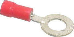 Thomas & Betts - 22-16 AWG Partially Insulated Crimp Connection D Shaped Ring Terminal - 1/4" Stud, 1.13" OAL x 1/2" Wide, Tin Plated Copper Contact - Strong Tooling