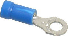 Thomas & Betts - 18-14 AWG Partially Insulated Crimp Connection D Shaped Ring Terminal - #8 Stud, 0.97" OAL x 0.31" Wide, Tin Plated Copper Contact - Strong Tooling