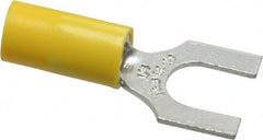 Thomas & Betts - 1/4" Stud, 12 to 10 AWG Compatible, Partially Insulated, Crimp Connection, Standard Fork Terminal - Strong Tooling