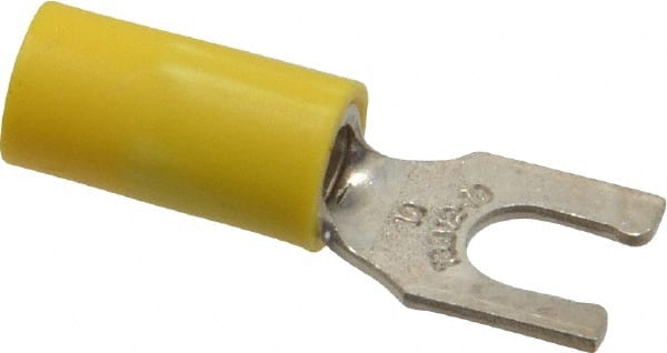 Thomas & Betts - #10 Stud, 12 to 10 AWG Compatible, Partially Insulated, Crimp Connection, Locking Fork Terminal - Strong Tooling