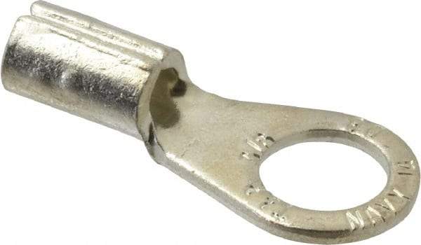 Thomas & Betts - 8 AWG Noninsulated Crimp Connection Circular Ring Terminal - 3/8" Stud, 1.32" OAL x 0.59" Wide, Tin Plated Copper Contact - Strong Tooling