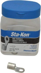 Thomas & Betts - 4 AWG Noninsulated Crimp Connection Circular Ring Terminal - 1/4" Stud, 1.16" OAL x 0.48" Wide, Tin Plated Copper Contact - Strong Tooling
