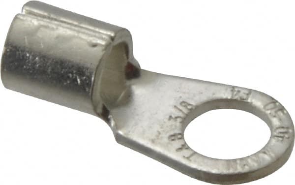 Thomas & Betts - 4 AWG Noninsulated Crimp Connection Circular Ring Terminal - 3/8" Stud, 1.35" OAL x 0.6" Wide, Tin Plated Copper Contact - Strong Tooling