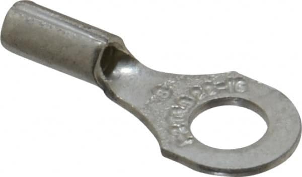 Thomas & Betts - 22-16 AWG Noninsulated Crimp Connection D Shaped Ring Terminal - #8 Stud, 3/4" OAL x 0.31" Wide, Tin Plated Copper Contact - Strong Tooling