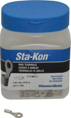 Thomas & Betts - 22-16 AWG Noninsulated Crimp Connection D Shaped Ring Terminal - #4 Stud, 3/4" OAL x 0.31" Wide, Tin Plated Copper Contact - Strong Tooling