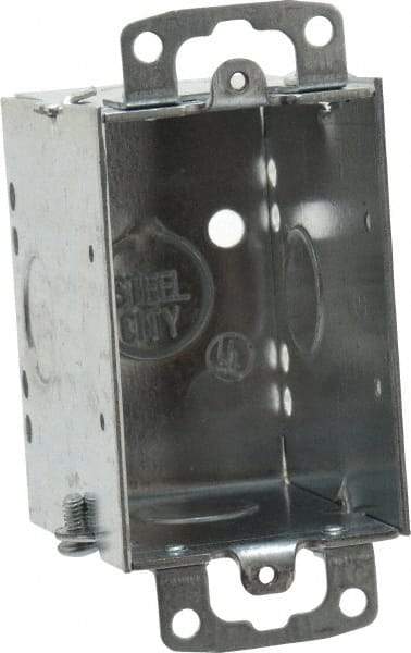 Thomas & Betts - 1 Gang, (5) 1/2" Knockouts, Steel Rectangle Switch Box - 3" Overall Height x 2" Overall Width x 2-3/4" Overall Depth - Strong Tooling