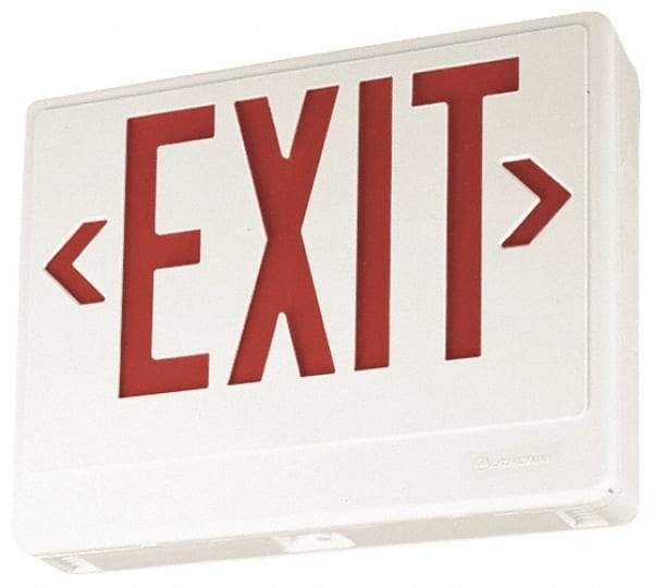 Lithonia Lighting - 1 Face, White, Thermoplastic, LED, Illuminated Exit Sign - 120/277 VAC, Nickel Cadmium, Universal Mounted, 11-3/4 Inch Long x 2 Inch Wide x 7-5/8 Inch High - Strong Tooling