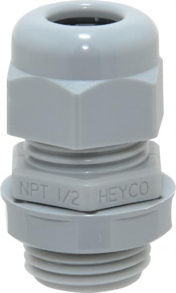 Thomas & Betts - 0.23 to 0.47" Cable Capacity, Liquidtight, Straight Strain Relief Cord Grip - 1/2 NPT Thread, Thermoplastic - Strong Tooling