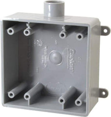 Thomas & Betts - 2 Gang, (1) 1/2" Knockout, PVC Rectangle Switch Box - 117.35mm Overall Height x 142.24mm Overall Width x 50.29mm Overall Depth, Weather Resistant - Strong Tooling