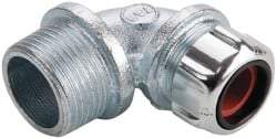 Thomas & Betts - 1/2 to 5/8" Cable Capacity, Liquidtight, Elbow Strain Relief Cord Grip - 1 NPT Thread, Iron - Strong Tooling