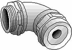 Thomas & Betts - 0.88 to 1.065" Cable Capacity, Liquidtight, Elbow Strain Relief Cord Grip - 1-1/4 NPT Thread, Iron - Strong Tooling