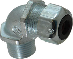 Thomas & Betts - 1/4 to 3/8" Cable Capacity, Liquidtight, Elbow Strain Relief Cord Grip - 1/2 NPT Thread, Iron - Strong Tooling