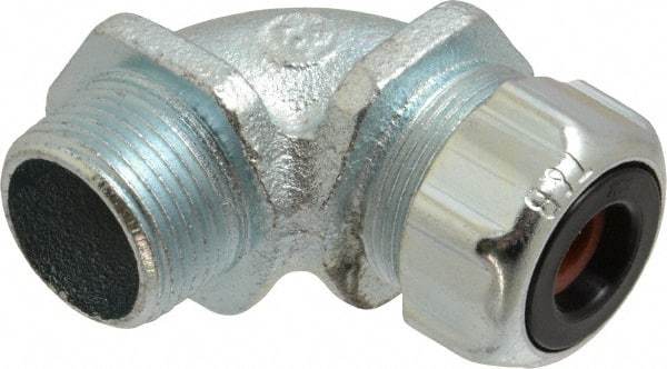 Thomas & Betts - 1/4 to 3/8" Cable Capacity, Liquidtight, Elbow Strain Relief Cord Grip - 3/4 NPT Thread, Iron - Strong Tooling