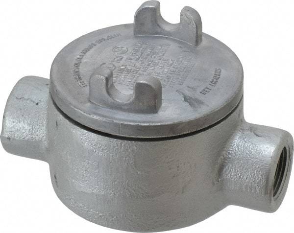 Thomas & Betts - (2) 3/4" Knockouts, Iron Round GUAC - 3-1/2" Overall Width x 2" Overall Depth - Strong Tooling