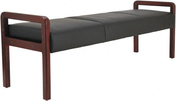 ALERA - Black & Mahogany Leather Reception Lounge - 65-3/4" Wide x 22.88" High - Strong Tooling