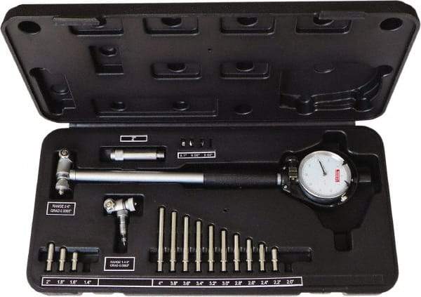 SPI - 15 Anvil, 1.4 to 6" Dial Bore Gage Set - 0.0005" Graduation, 6" Gage Depth, Accurate to 0.0005", Carbide Contact Point - Strong Tooling