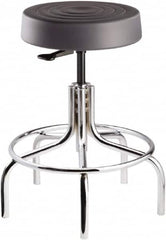 Bevco - 14 Inch Wide x 14-1/2 Inch Deep x 25 Inch High, Tubular Chrome Base, Adjustable Height Swivel Stool - Polyurethane Seat, Graphite - Strong Tooling