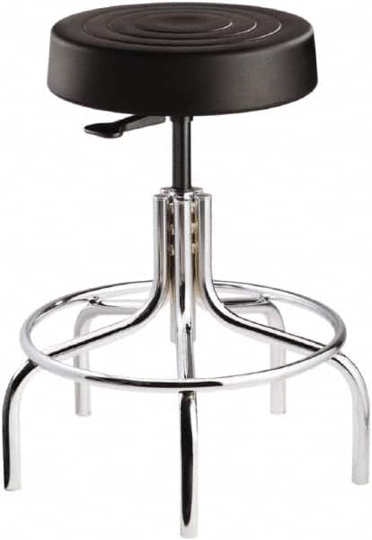 Bevco - 14 Inch Wide x 14-1/2 Inch Deep x 30 Inch High, Tubular Chrome Base, Adjustable Height Swivel Stool - Polyurethane Seat, Black - Strong Tooling