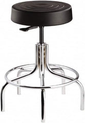 Bevco - 14 Inch Wide x 14-1/2 Inch Deep x 30 Inch High, Tubular Chrome Base, Adjustable Height Swivel Stool - Polyurethane Seat, Black - Strong Tooling