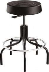 Bevco - 14 Inch Wide x 14-1/2 Inch Deep x 30 Inch High, Tubular Steel Base, Adjustable Height Swivel Stool - Polyurethane Seat, Black - Strong Tooling