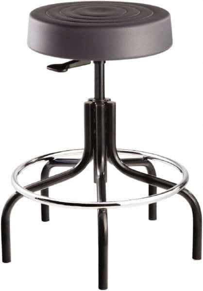 Bevco - 14 Inch Wide x 14-1/2 Inch Deep x 30 Inch High, Tubular Steel Base, Adjustable Height Swivel Stool - Polyurethane Seat, Graphite - Strong Tooling