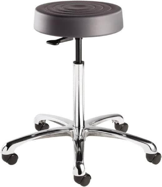 Bevco - 14 Inch Wide x 14-1/2 Inch Deep x 33 Inch High, Polished Aluminum Base, Adjustable Height Swivel Stool - Polyurethane Seat, Graphite - Strong Tooling