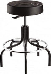 Bevco - 14 Inch Wide x 14-1/2 Inch Deep x 25 Inch High, Tubular Steel Base, Adjustable Height Swivel Stool - Polyurethane Seat, Black - Strong Tooling