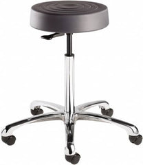 Bevco - 14 Inch Wide x 14-1/2 Inch Deep x 27-3/4 Inch High, Polished Aluminum Base, Adjustable Height Swivel Stool - Polyurethane Seat, Graphite - Strong Tooling