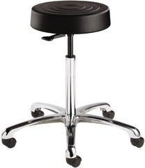 Bevco - 14 Inch Wide x 14-1/2 Inch Deep x 27-3/4 Inch High, Polished Aluminum Base, Adjustable Height Swivel Stool - Polyurethane Seat, Black - Strong Tooling