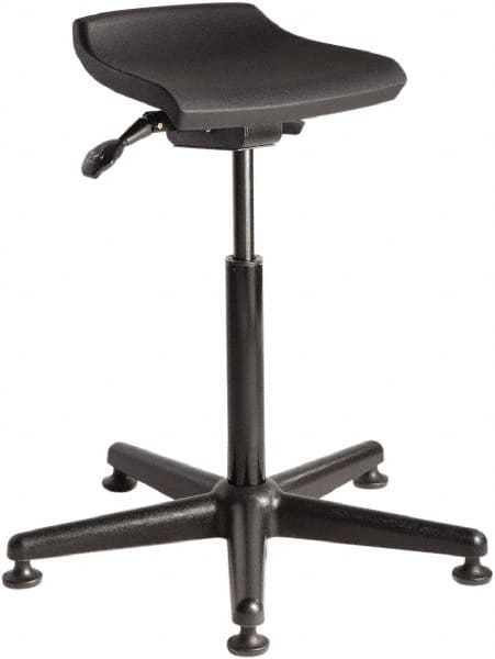 Bevco - 14 Inch Wide x 14 Inch Deep x 32 Inch High, Reinforced Black Nylon Base, Adjustable Height Swivel Stool - Polyurethane Seat, Black - Strong Tooling