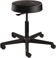 Bevco - 14 Inch Wide x 14-1/2 Inch Deep x 22-1/2 Inch High, Reinforced Black Nylon Base, Adjustable Height Swivel Stool - Polyurethane Seat, Black - Strong Tooling