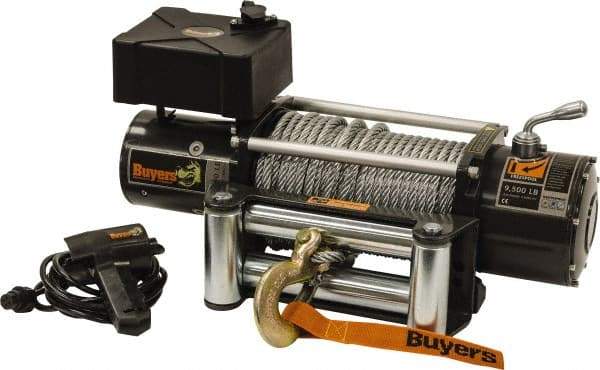 Buyers Products - 9,500 Lb Capacity, 100' Cable Length, Automotive DC Electric Winch - 12 Volts - Strong Tooling