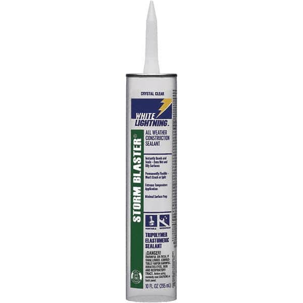 White Lightning - 10 oz Tube Clear Tetrachloroethylene Caulk - -40 to 180°F Operating Temp, 120 min Tack Free Dry Time, 96 hr Full Cure Time - Strong Tooling