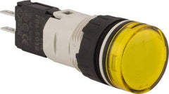 Schneider Electric - 48-120 VAC/VDC Yellow Lens LED Pilot Light - Round Lens, Quick Connect Connector, 18mm Wide, Vibration Resistant - Strong Tooling