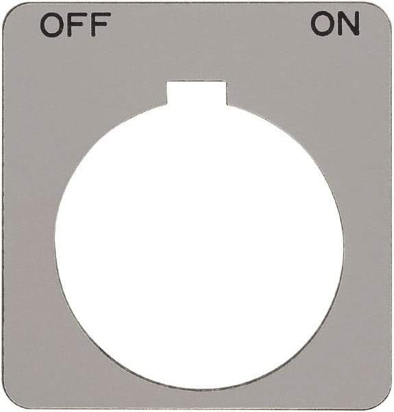 Schneider Electric - Square, Plastic Legend Plate - Off-On - Silver Background, Black Letters, 1.2 Inch Hole Diameter, 1-3/4 Inch Square - Strong Tooling