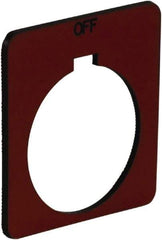 Schneider Electric - Square, Plastic Legend Plate - Off - Red Background, Black Letters, 1.2 Inch Hole Diameter, 1-3/4 Inch Square - Strong Tooling