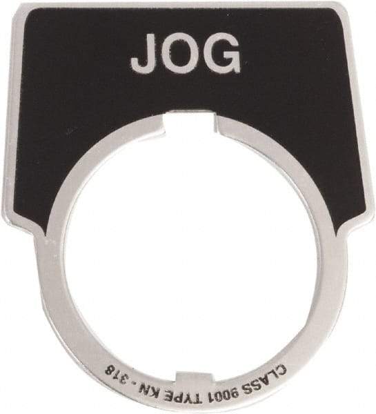 Schneider Electric - Aluminum Legend Plate - Jog - Black Background, 30mm Hole Diameter, 1-3/4 Inch Wide - Strong Tooling