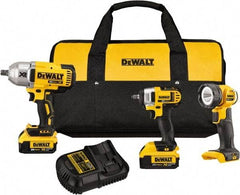 DeWALT - 20 Volt Cordless Tool Combination Kit - Includes 1/2" Impact Wrench, 3/8" Impact Driver & LED Worklight, Lithium-Ion Battery Included - Strong Tooling